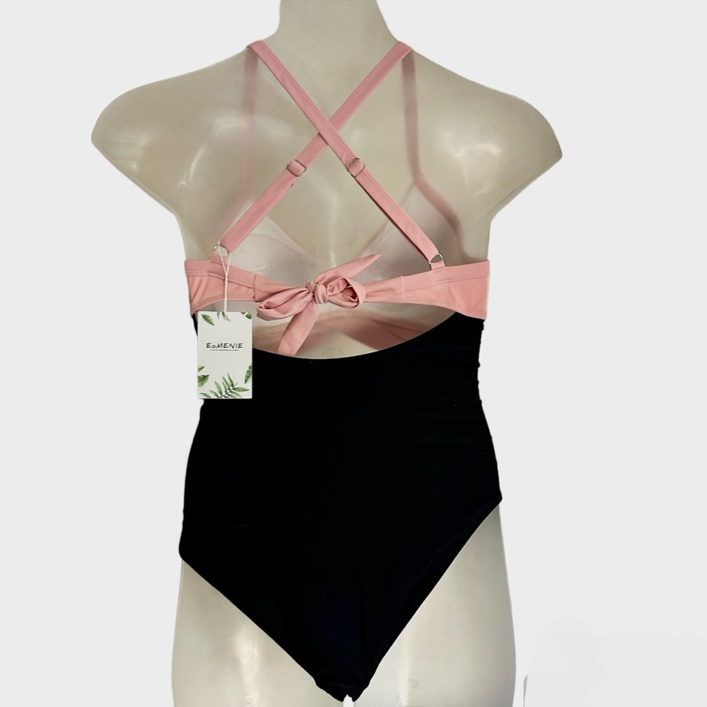 Eomenie One Piece women’s Tummy Control Cutout pink black M Swimsuit NWT - Picture 8 of 13